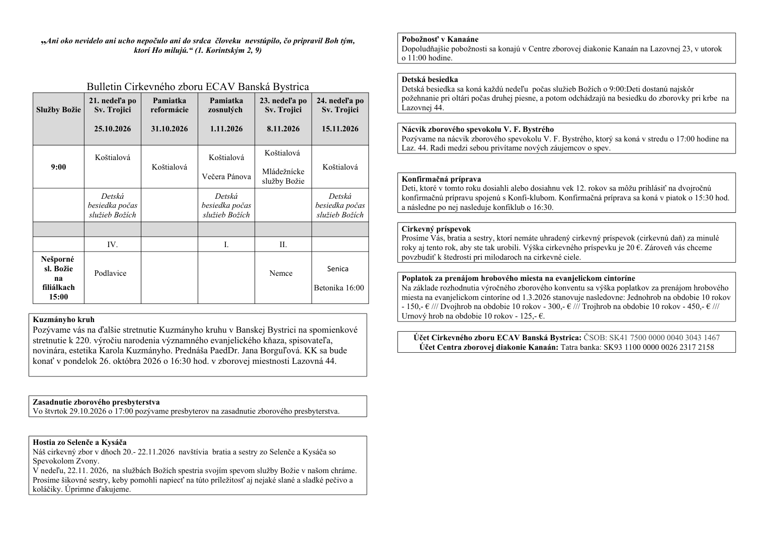 Bulletin október, november 2026