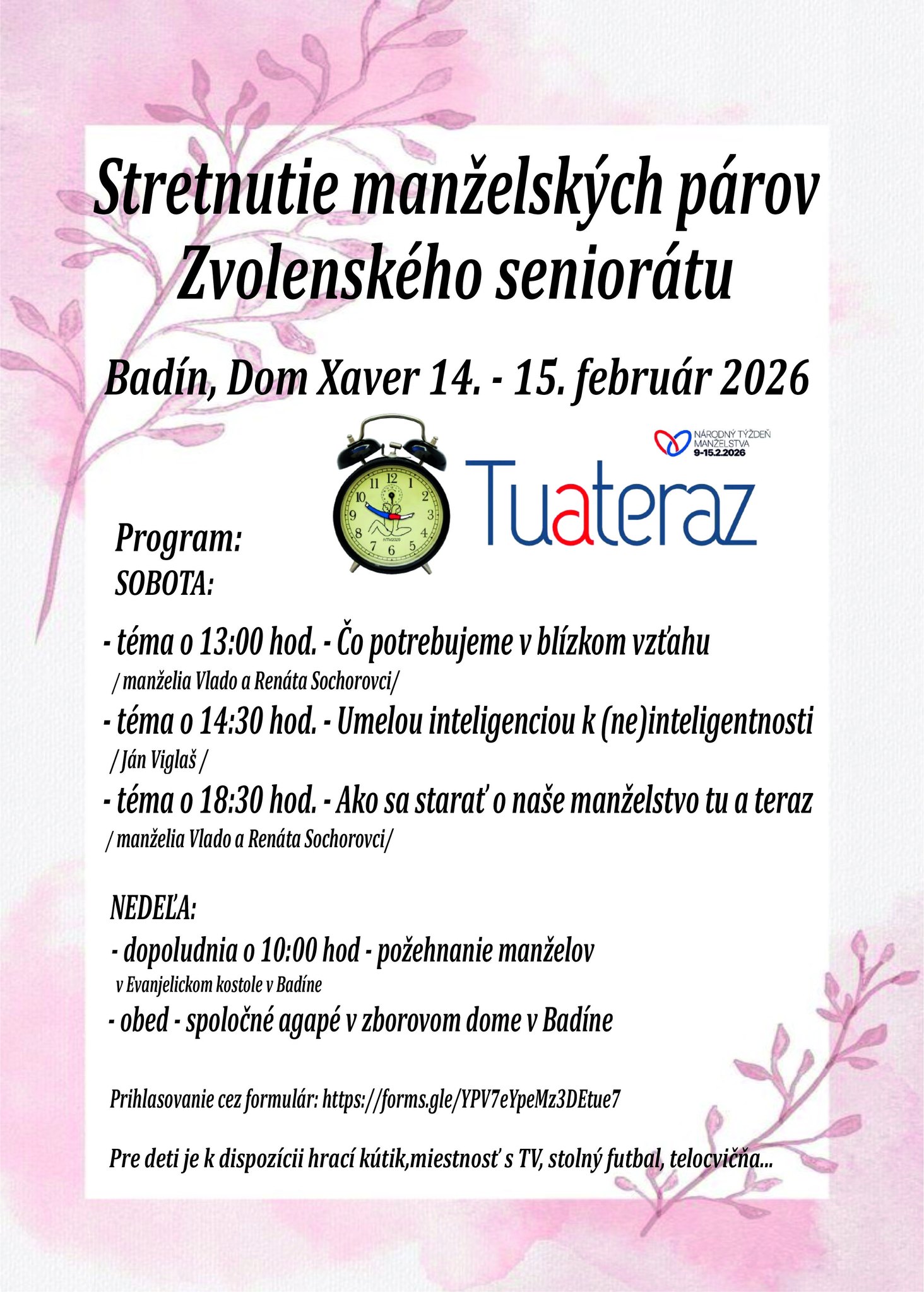 Pozvánka: Stretnutie manželských párov Zvolenského seniorátu