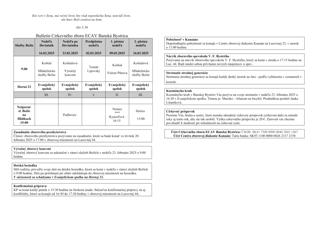 Bulletin február, marec 2025
