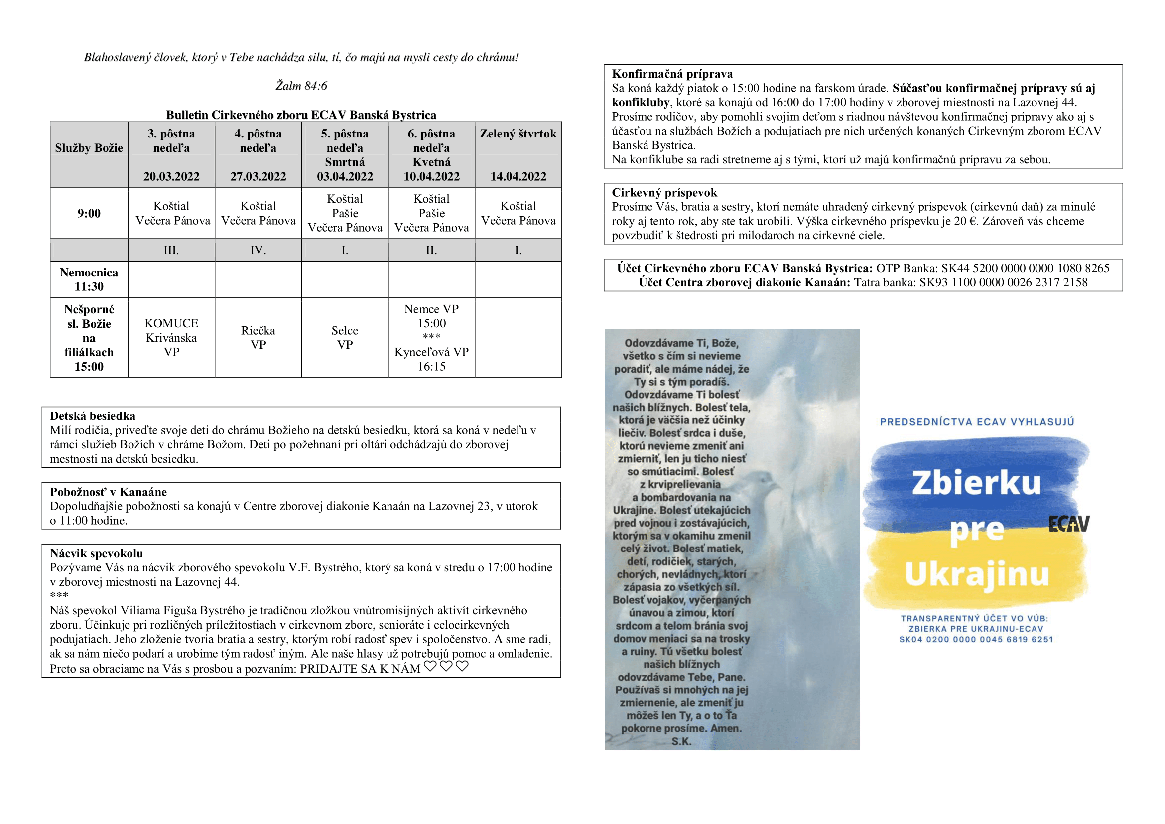 Bulletin na marec a apríl 2022