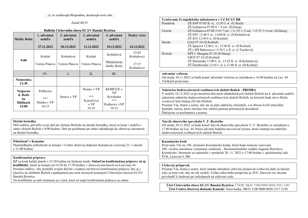 Bulletin na november a december 2022