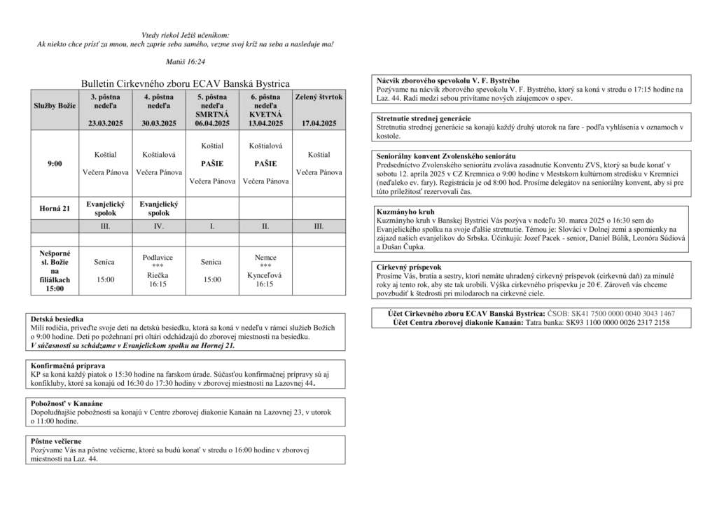 Bulletin marec, apríl 2025