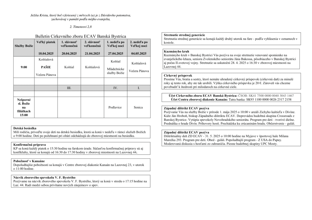 AKTUALIZOVANÉ: Bulletin apríl, máj 2025