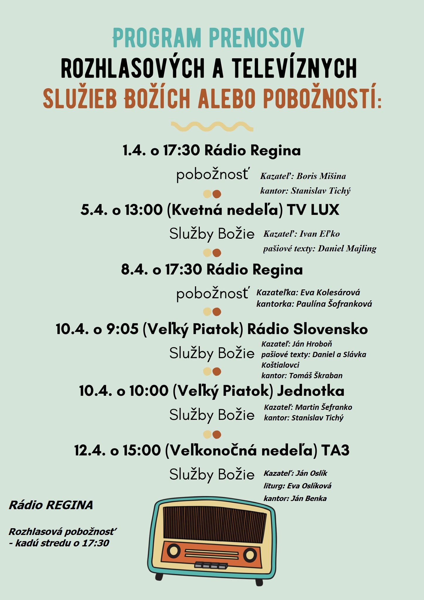 Program v médiách počas Veľkej noci