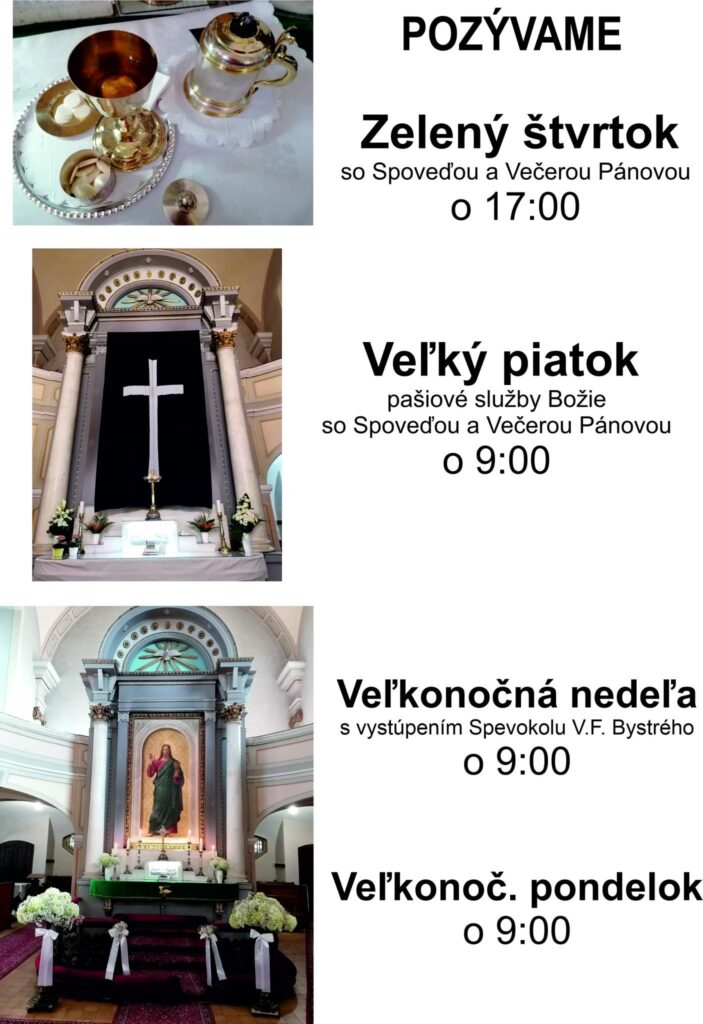 Rozpis bohoslužieb počas Veľkej noci 2025